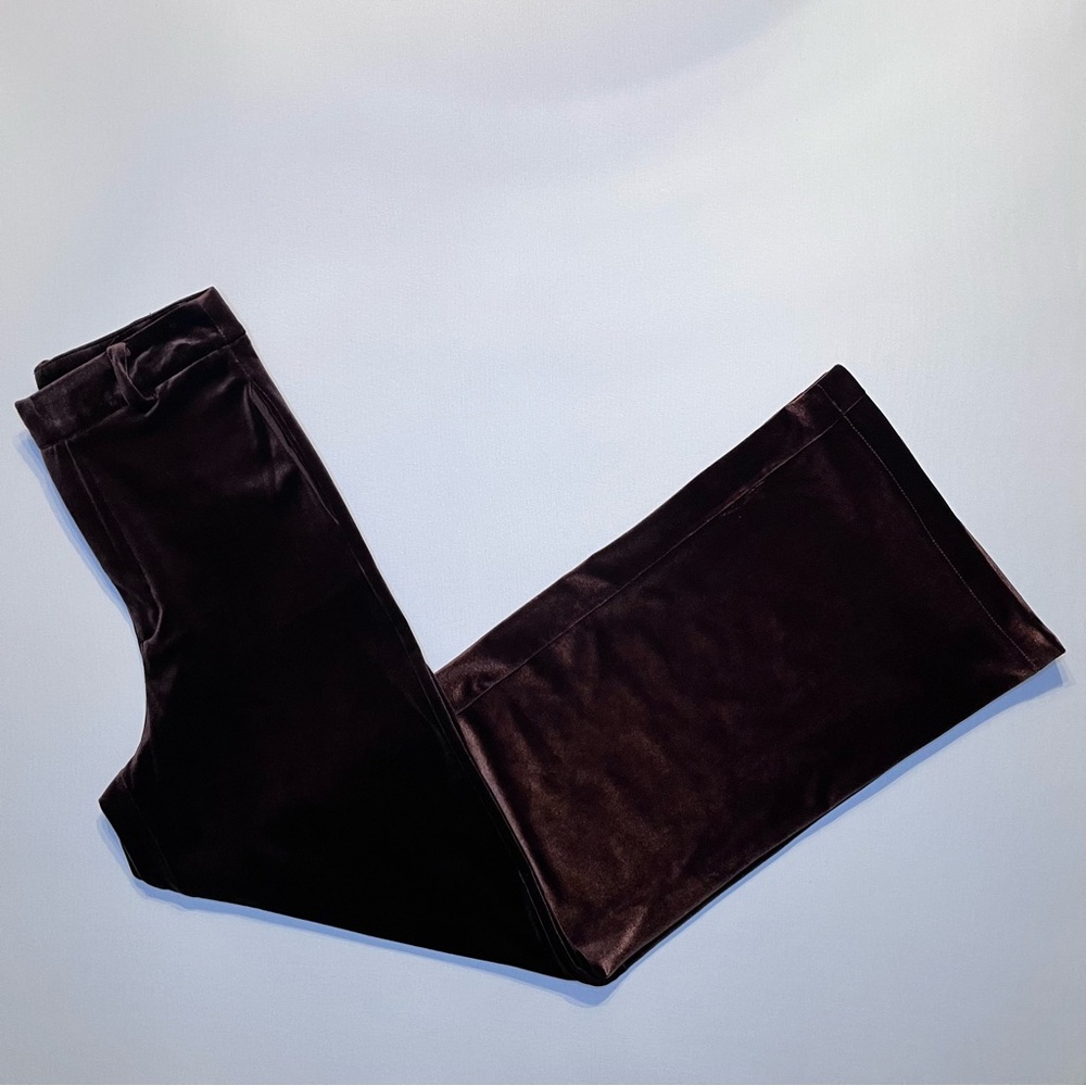 Forever 21 Velvet Wide-Leg Trouser Pants Brown Flat Front High-Rise Women's S